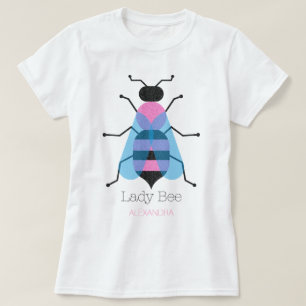 Dam Bee Cute Girly Roligt Black Blue Rosa Glitter T Shirt
