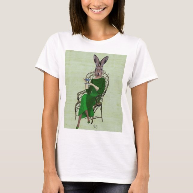Dam Bella Rabbit som tar Tea 3 T-shirt (Framsida)
