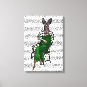 Dam Bella Rabbit som tar Tea Canvastryck