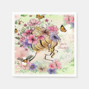 Dam Beval Flowers Decoupage Personlig Pappersservett
