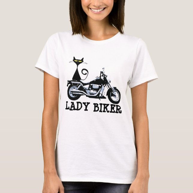 DAM BIKER, CAT T-tröjor T-shirt (Framsida)