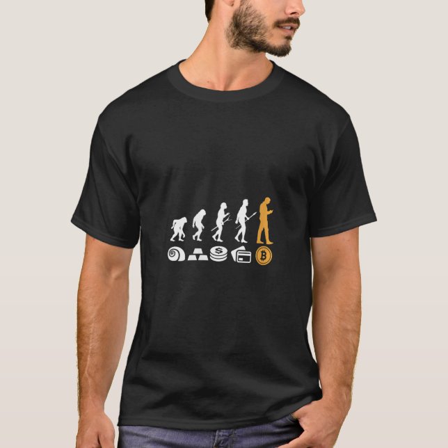 Dam Bitcoin Evolution BTC Krypto Kryptovaluta T Shirt (Framsida)
