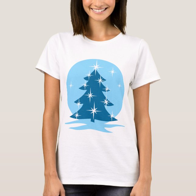 Dam Blue jul Shirts Blue Träd T-Shirts (Framsida)