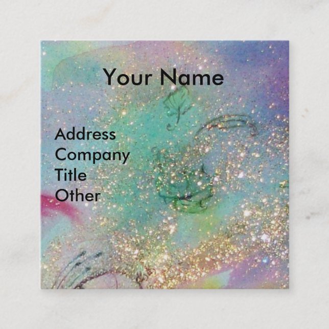 DAM BLUE MASK Beauty Makeup Artist Grönt Sparkles Fyrkantigt Visitkort (Framsida)