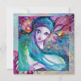 DAM BLUE MASK Elegant Bröllopsfest maskerad Inbjudningar