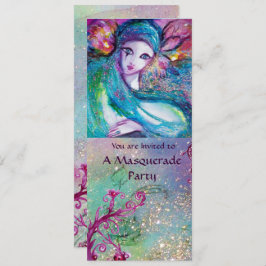 DAM BLUE MASK Elegant Masqueraprogrammet Party Inbjudningar