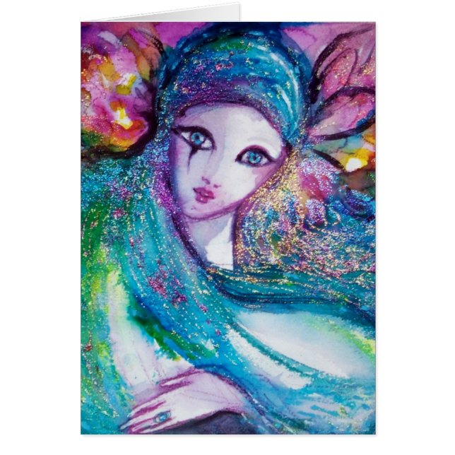 DAM BLUE MASK Venetian MasqueraParty Hälsningskort (Framsidan)