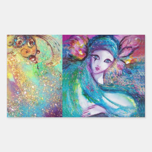 DAM BLUE MASK Venetian MasqueraParty Rektangulärt Klistermärke