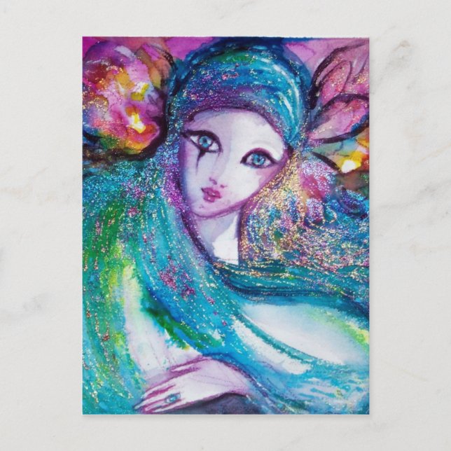 DAM BLUE MASK Venetian MasqueraParty Vykort (Framsida)