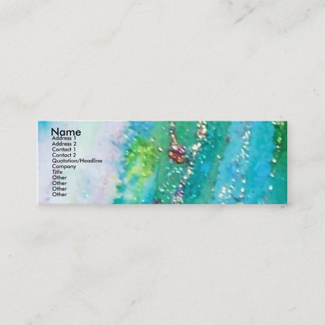 DAM BLUE MASK Venetian MasqueraTeal Sparkles Mini Visitkort (Framsida)