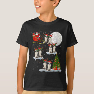 Dam Border Collie Hund Jultomte Släde Flygande Rol T Shirt