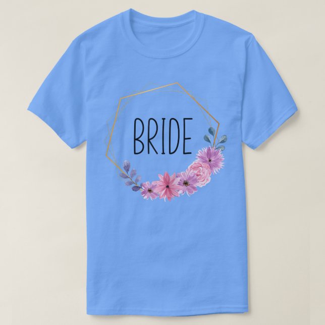 Dam Brud Sällskaps Brud Lila Blommor Boho  T Shirt (Design framsida)