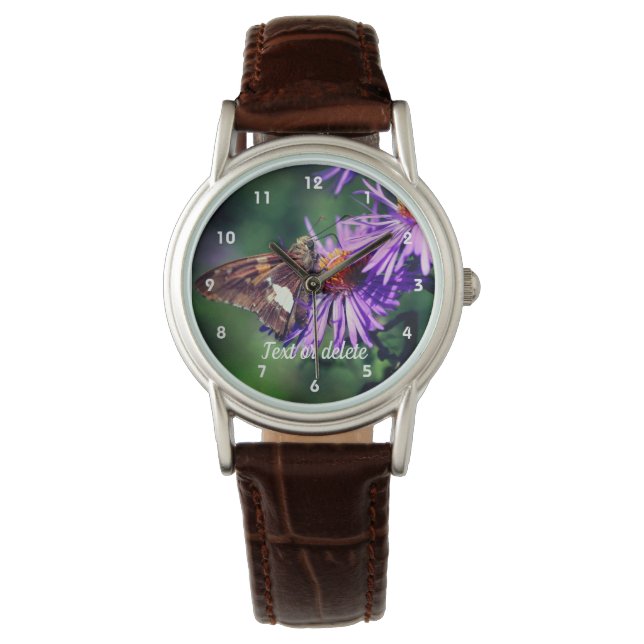 Dam Butterfly Aster Flower Personlig Armbandsur (Framsida)