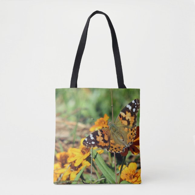 Dam Butterfly på Zinnia Tote Bag Tygkasse (Framsida)