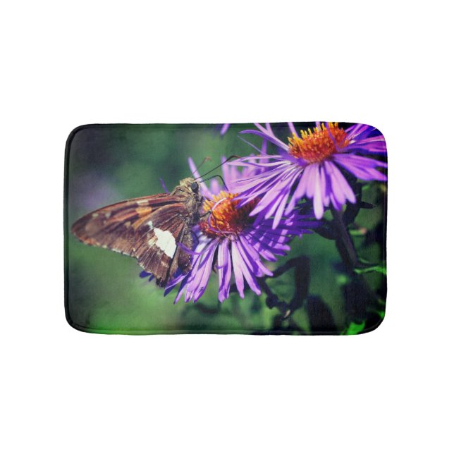 Dam Butterfly vid Vildens Aster Flower   Badrumsmatta (Framsidan)