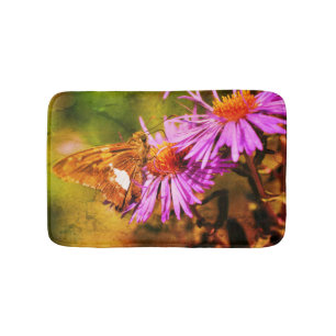 Dam Butterfly Vild Aster Flower Abstrakt Badrumsmatta