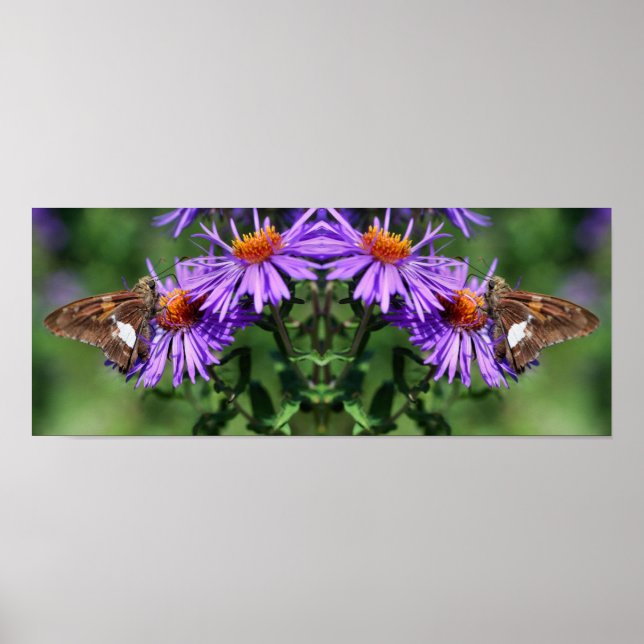 Dam Butterfly Wildblomme Spegel Abstrakt Poster (Framsidan)