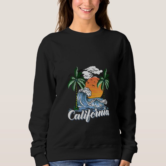Dam California Tropical Sunset Cali Beach Waves T Shirt (Framsida)