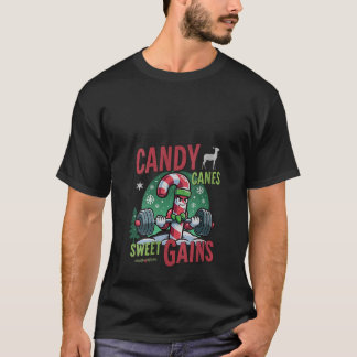 Dam Candy Canes Söta Vinningar Rolig Gym Tränings T Shirt