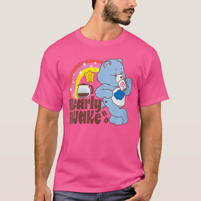 Dam Care Bears Grumpy Bear Bearly Awake Kaffe  T Shirt (Framsida)