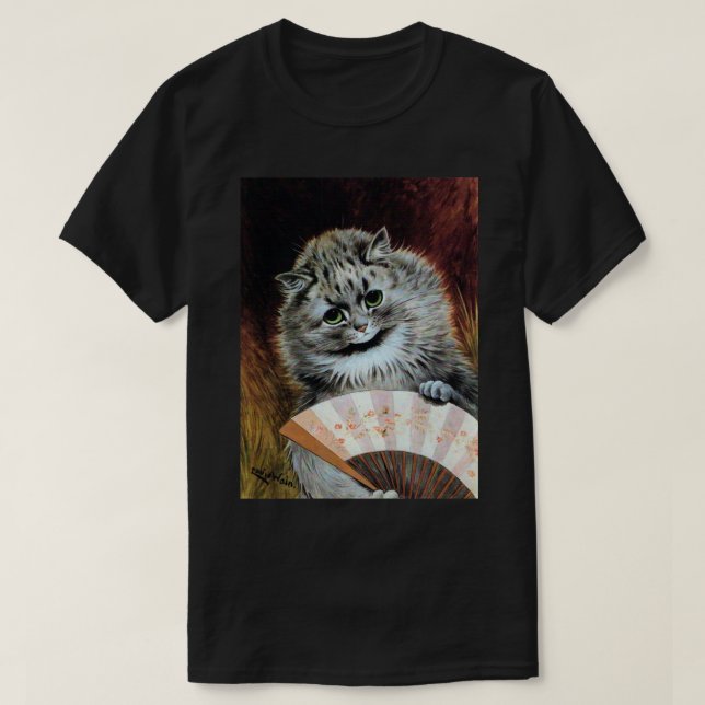 Dam Cat med Fläkt, Louis Wain Tee (Design framsida)