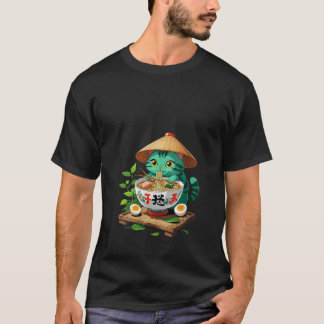 Dam Cat Ramen Japansk Rolig Grafisk T-Shirt Kawaii