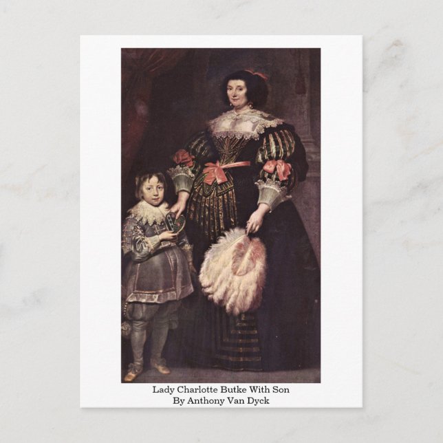 Dam Charlotte Butke with Son by Anthony Van Dyck Vykort (Framsida)