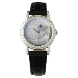 Dam Cheeky White Cockatoo, läder Wristwatch Armbandsur
