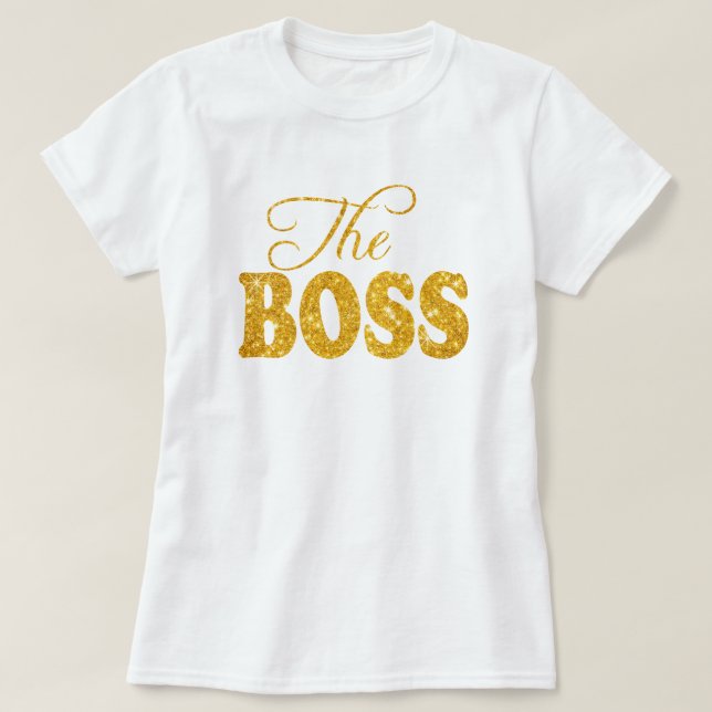 Dam, Chef Faux Guld Shimmer Glitter T Shirt (Design framsida)