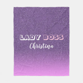 Dam Chef vid rosa lila glitter namn vid vid  Fleecefilt