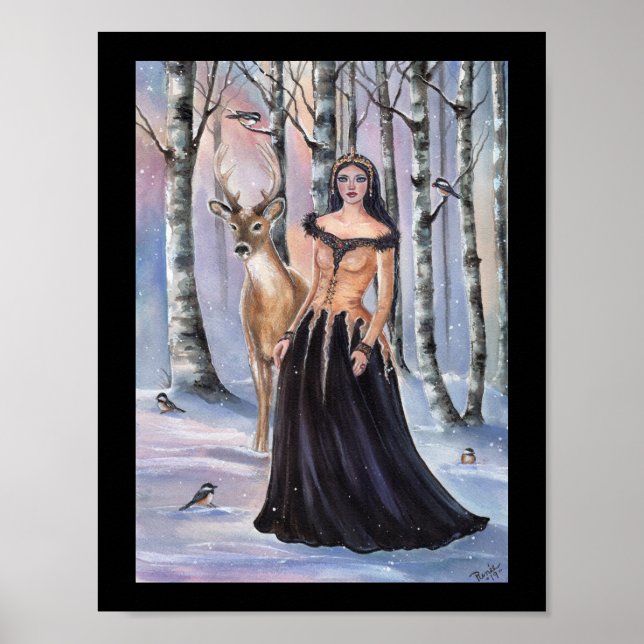 Dam Chickadee fantasyart av Renee Lavoie Poster (Framsidan)