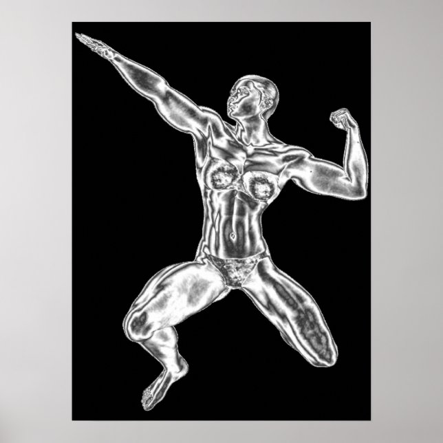 Dam Chrome BodyBuilder Pose Poster (Framsidan)