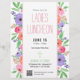 Dam Church Luncheon Vår Blommigt QR-kod Reklamblad