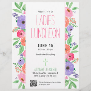 Dam Church Luncheon Vår Blommigt QR-kod Reklamblad