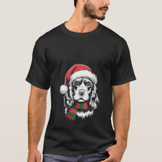 Dam Cocker Spaniel Hund Jul Santa Hatt Sjal Chr T Shirt