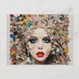Dam Colorful Mixed Media Collage Vykort