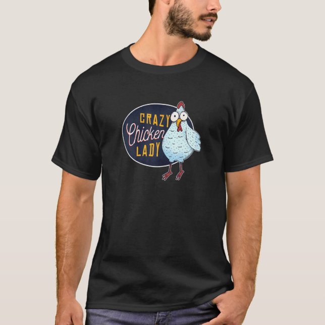 Dam Crazy Chicken Lady  Kyckling T Shirt (Framsida)