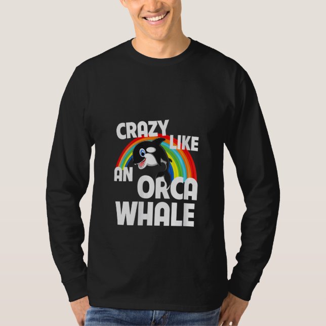 Dam Crazy Like An Orca Valhajning Roligt LGB T Shirt (Framsida)