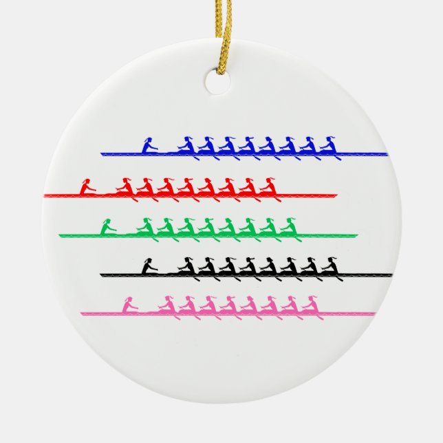 Dam Crew Tävling Rowers Reding - upp till fem båta Julgransprydnad Keramik (Framsidan)