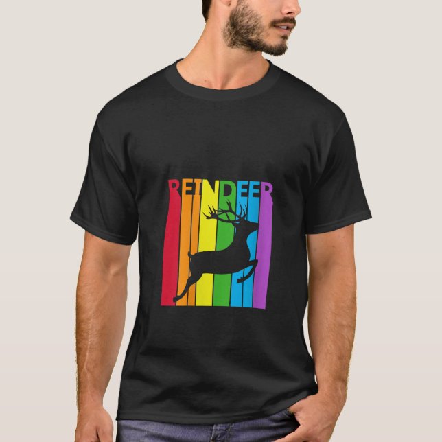 Dam Cute Rainbow Ren djur Älskare V-ringad  T Shirt (Framsida)