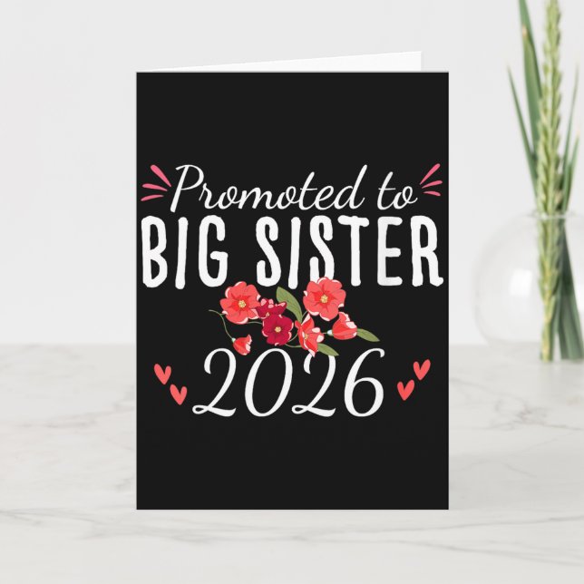 Dam Cute Uppflyttad Till Stor Syskon Est 2026 Blom Kort (Framsida)