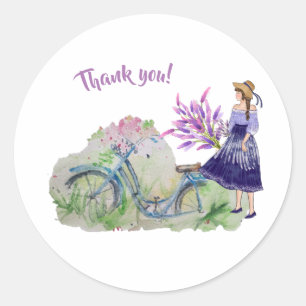 Dam cykel i vår fält runt klistermärke