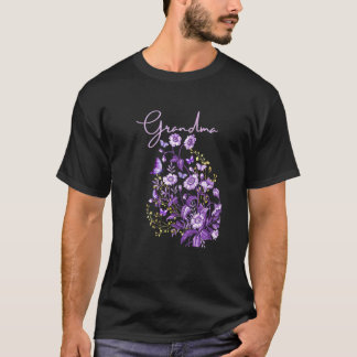 Dam Damens Lila Blomsterbukett Med Fjäril T Shirt