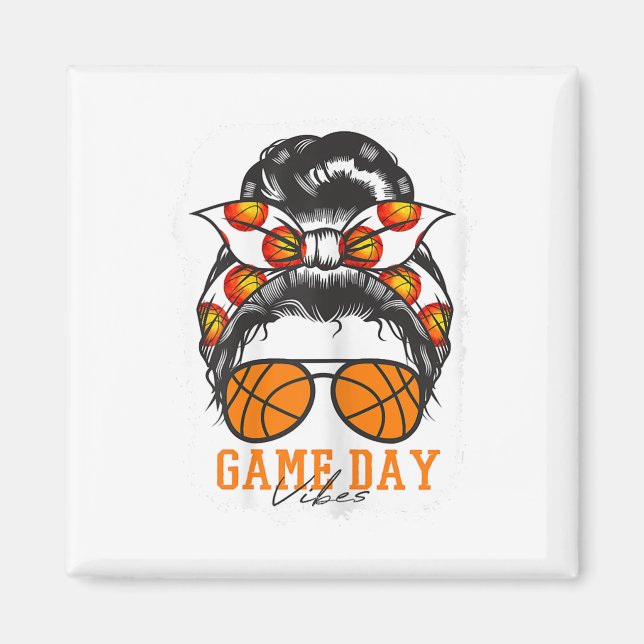 Dam Damklubb Blekt Basket Game Day Vibes Mamma Rör Magnet (Framsidan)