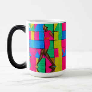 Dam-design med flera färgade afrikanska Kente Rosa Magisk Mugg