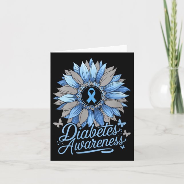 Dam Diabetes Medvetenhet Blomma V-ringad  Kort (Framsida)