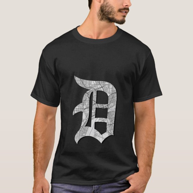 Dam Distressed Detroit D Bokstavsdesign Road  T Shirt (Framsida)