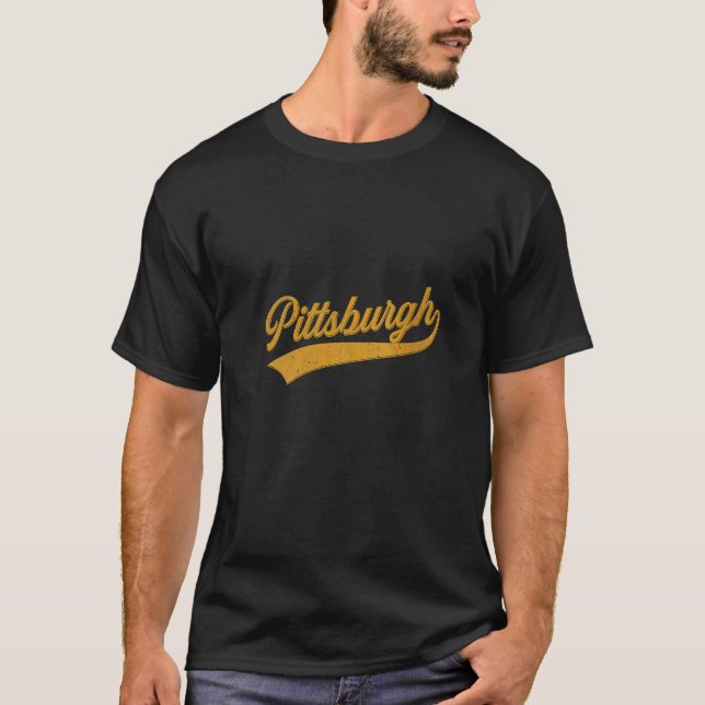 Dam Distressed Pittsburgh Pennsylvania Script D T Shirt (Framsida)