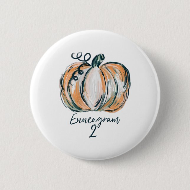 Dam Enneagram 2 Akvarell Pumpa Höst Tack Knapp (Framsida)