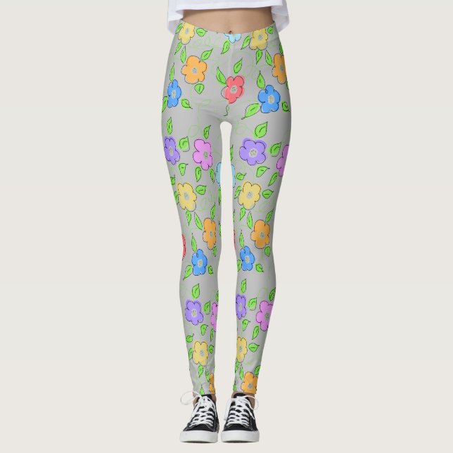 Dam Färgbeläggning med blomning Leggings (Framsida)